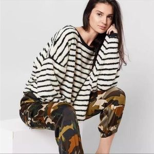 Free People Breton Striped Cozy Sherpa Sweatshirt